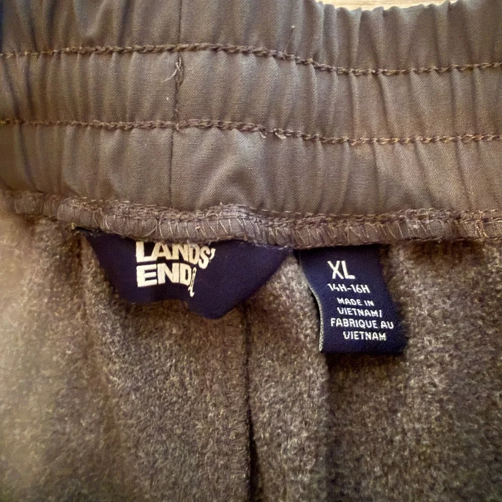Lands‎ End Boys XL 14H-16H Gray Heathered Fleece Cropped Jogger Utility Zipper